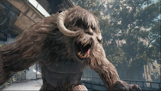 Jedi survivor enemies: a huge furry creature roars.