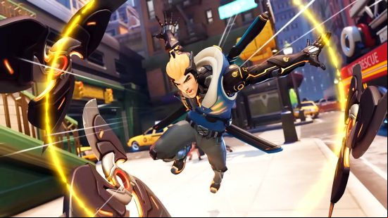 Overwatch 2 season 3 patch notes - Genos Genji yells as he throws several shuriken forwards
