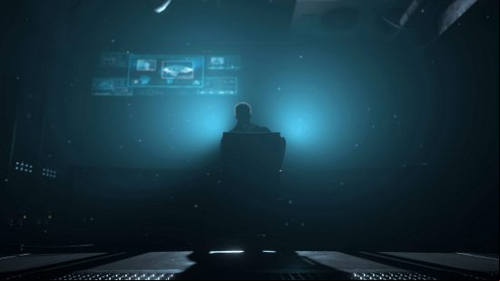 Resident Evil 4 remake cast: Albert Wesker sitting in a chair in front of multiple monitors
