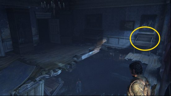 The Last of Us Firefly Pendants locations: a dark abandoned building.