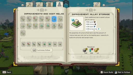 Minecraft Legends resource more - the Allay Storage upgrade.