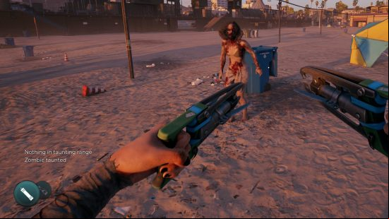 Dead Island 2 tips: A zombie taunted by Alexa Game Control, with the words "zombie taunted" in the bottom right hand corner of the screen.
