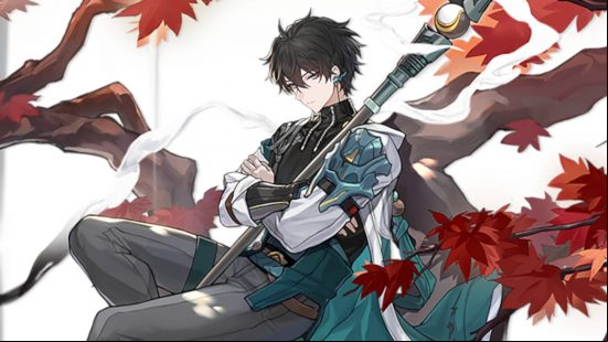 Dan Heng is one of the Honkai Star Rail characters, and he is sitting on a tree.