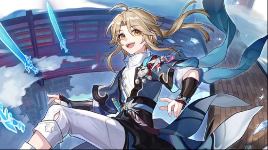 Yanqing is a young, but capable Honkai Star Rails character who excels in sword fighting. He has summoned some ice swords to float nearby.
