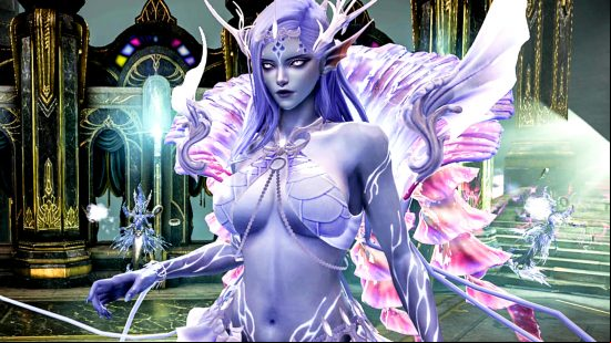 Lost Ark April update Fortunespire - a purple-skinned demon with a floral outfit