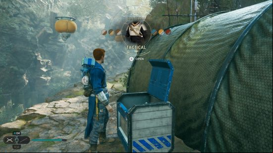 A chest houses the Star Wars Jedi Survivor tactical outfit