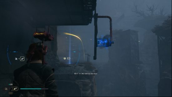 A blue indicator shows the location of the Star Wars Jedi Survivor electro dart
