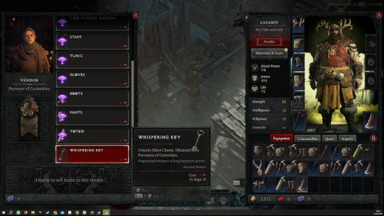 The street vendor in Kyovashad that sells Diablo 4 whispering keys to unlock silent chests.