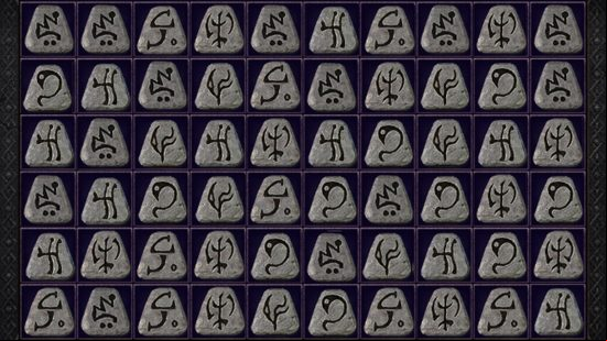 An image of rows and columns of various Diablo 4 runes.