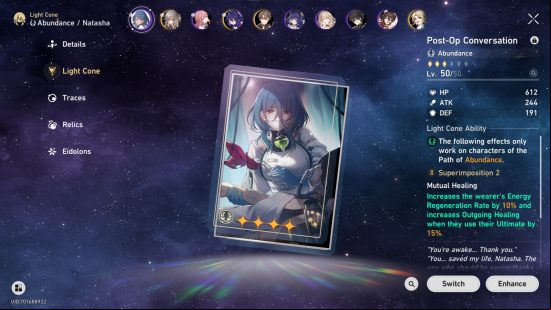 The best Honkai Star Rail Natasha build includes her light cone of choice