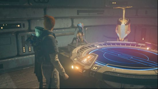 Star Wars Jedi Survivor: Best Holotactics teams and how to play: The scene at the Holotactics table.