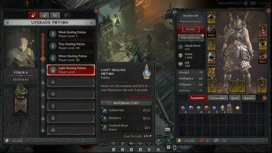 Diablo 4 quests include a healing potion improvement