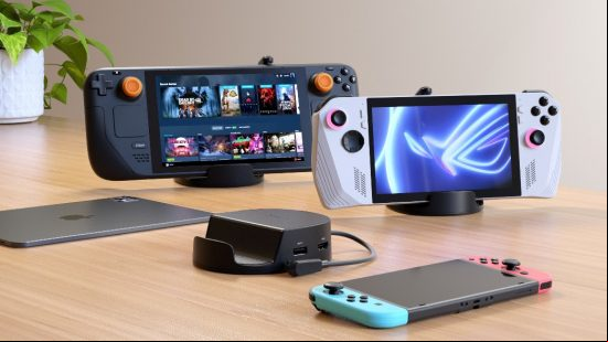 Best Asus Rog Ally accessories - The Syntech 6-in-1 dock on a table