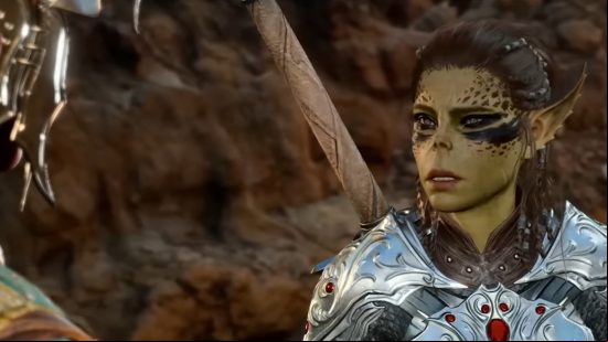  Lae'zel is worried during dialogue in Baldur's Gate 3