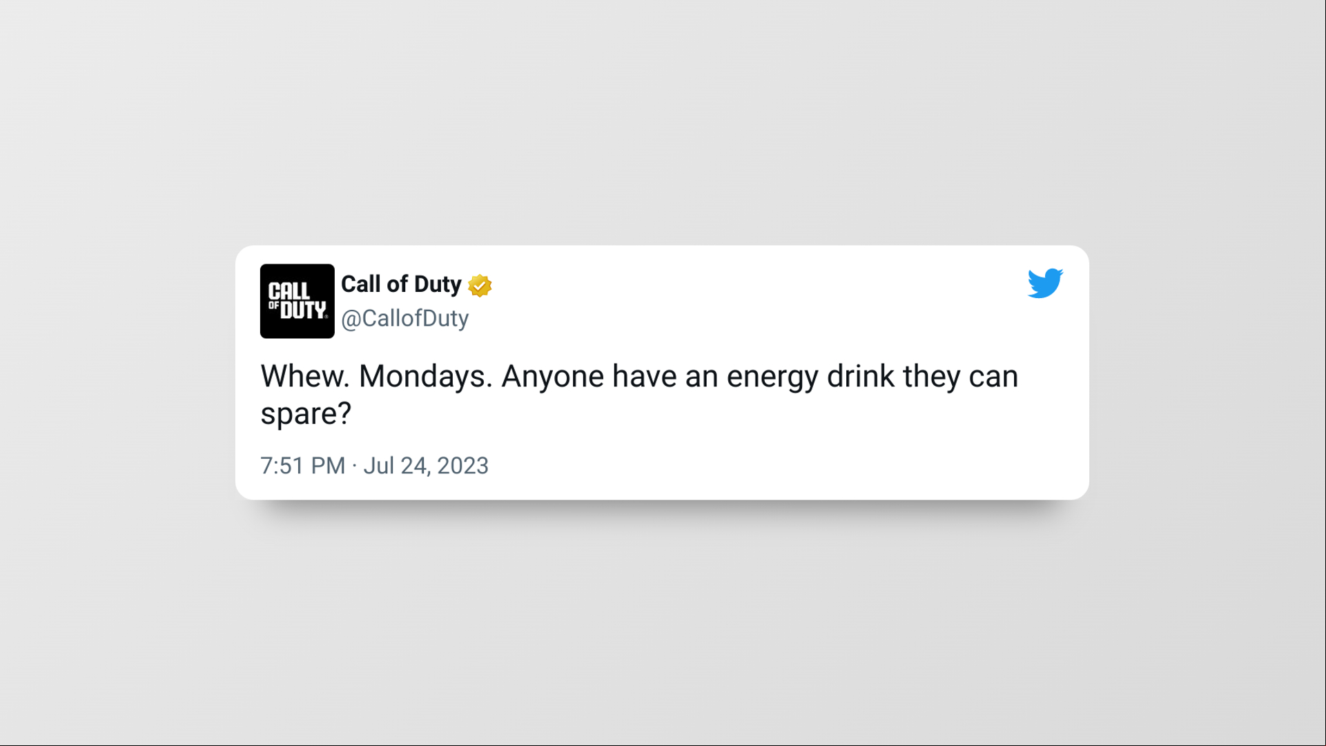 Tweet from Call of Duty  referncing the leak