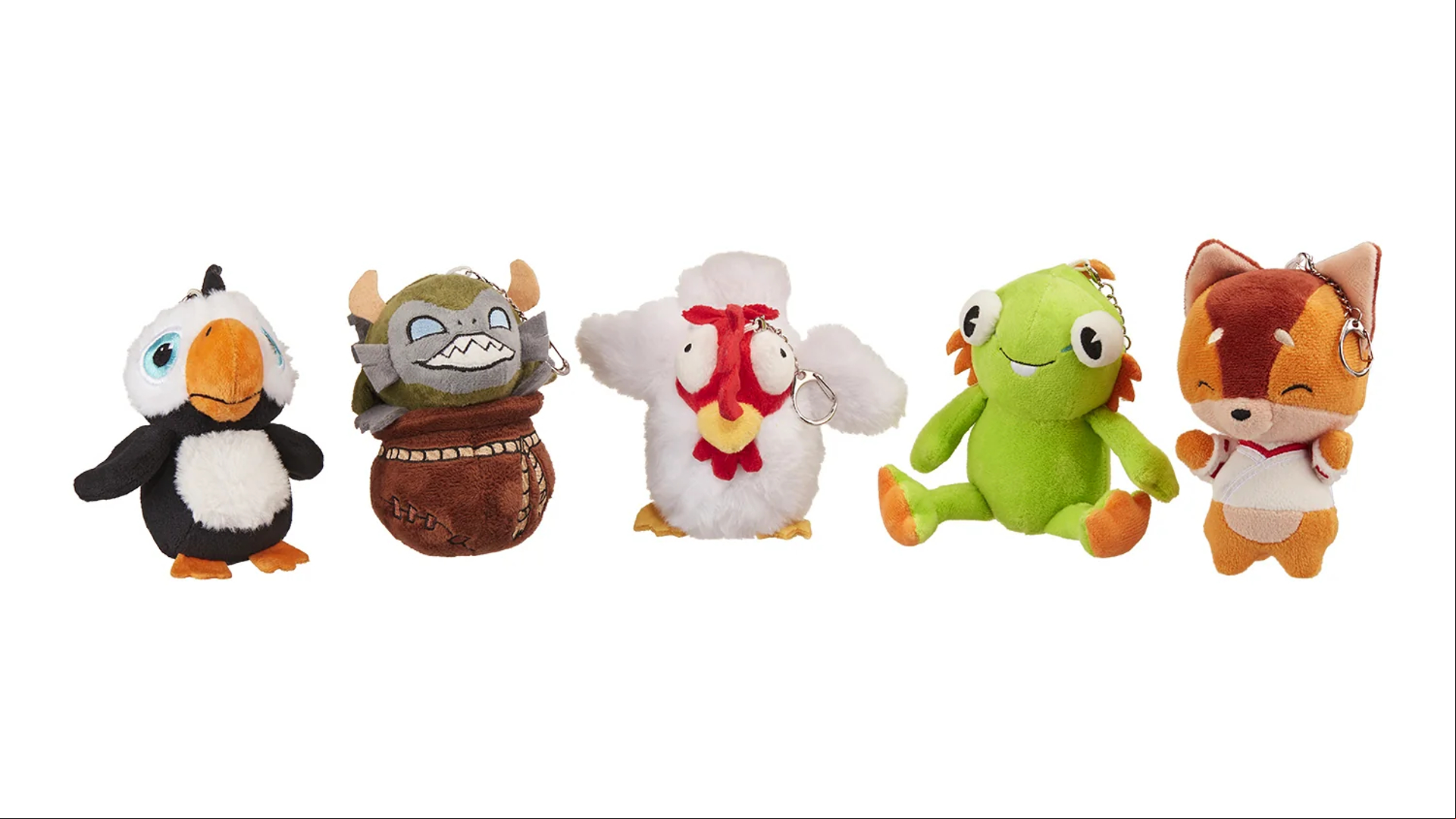A set of five different Overwatch character plush toys