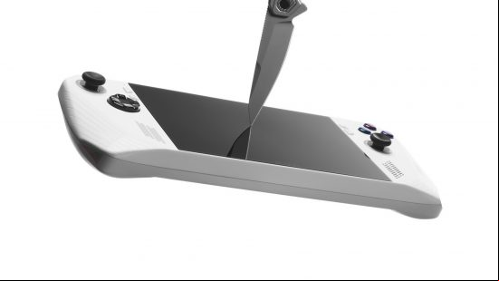 Best Asus ROG Ally accessories: the Dbrand screen protector on a Rog Ally