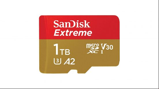 Best Asus ROG Ally accessories: the SanDisk extreme MicroSDXC card on a white background