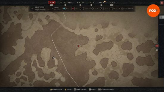 Diablo 4 nightmare dungeons are marked by a red dungeon icon on the map