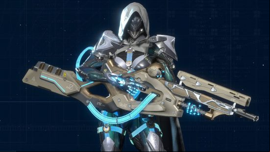 Vigilant is an Exosuit who holds a big sniper rifle. Her purpose is to take down key targets, making her a good pick on the Exoprimal tier list.