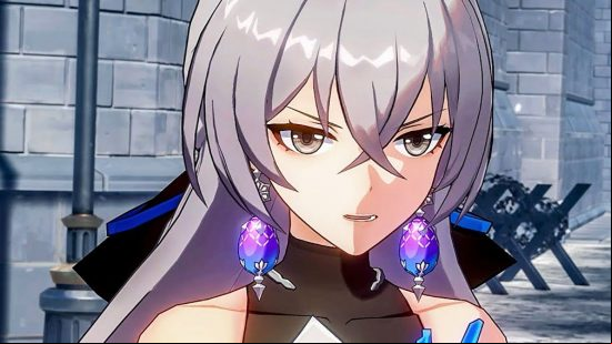 Bronya, one of the best characters on our Honkai Star Rail tier list, reprimands an unseen Belobog guard in the barracks of the Fragmentum.