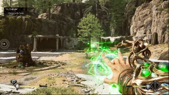 Immortals of Aveum release date: a man's hand extends and he fires green bolts from his fingertips.