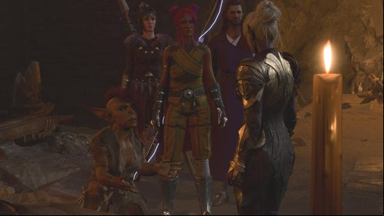 BG3 Save Sazza: Sazza reports back to her commander, the drow Minthara.