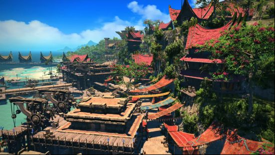FFXIV Dawntrail release date - a beach region on the new island of Tural.
