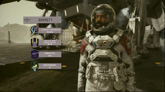 Starfield Barrett: a man wearing a spaceship with the visor down.