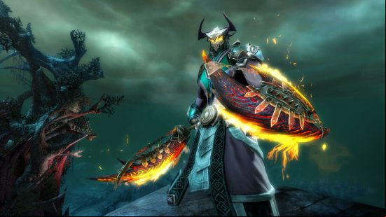 Best free PC games: Guild Wars 2. Image shows an armoured knight standing in the rain.