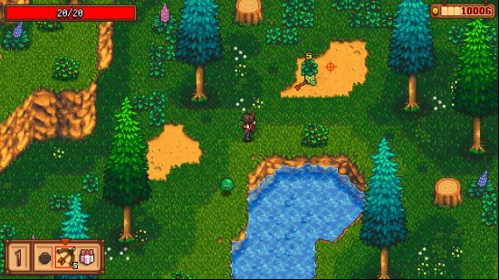 A Haunted Chocolatier character in the middle of a green field, holding a bow and arrow.