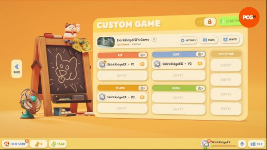 The setup screen showing that three players are now connected via controller and are ready to play Party Animals split screen.