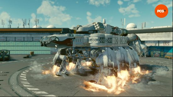 A modified version of the Frontier takes off from the spaceport at New Atlantis, where many of the best Starfield ships are available to purchase.