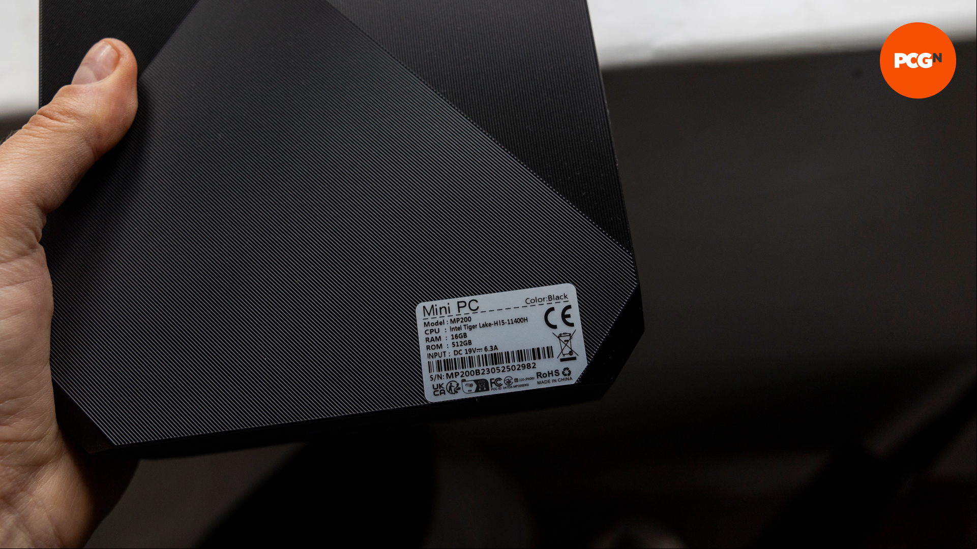 The specs on the side of the Blackview MP200 mini gaming PC