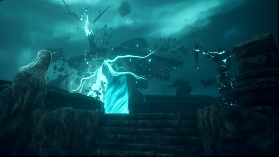 The terrifying, blue-tinged Void Realm in the DBD Haunted by Daylight event 2023.