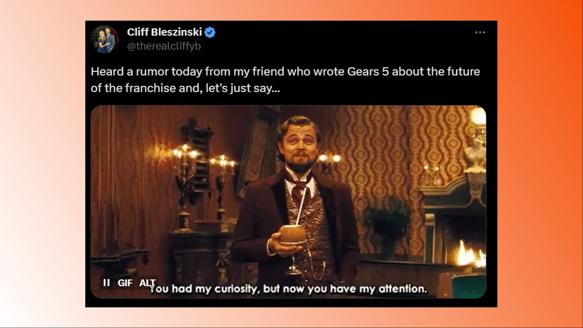 Gears of War 6 tease: A tweet from Gears of War creator Cliff Bleszinski about a possible GoW 6