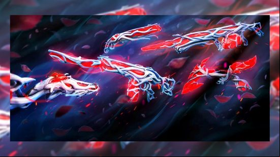The second set of red and blue Gaia's Vengeance Valorant skins.