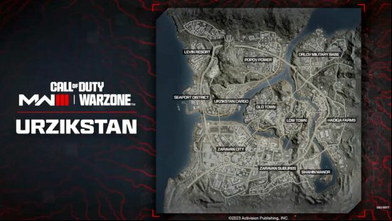The full Warzone map of Urzikstan, including POI locations.