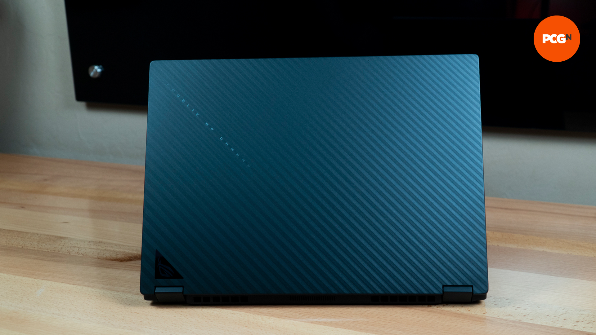 Front view of the Asus Rog X13 laptop with the lid open