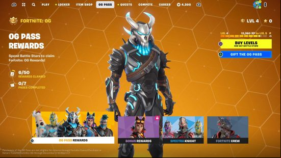 The OG  screen for Fortnite Chapter 4 Season OG