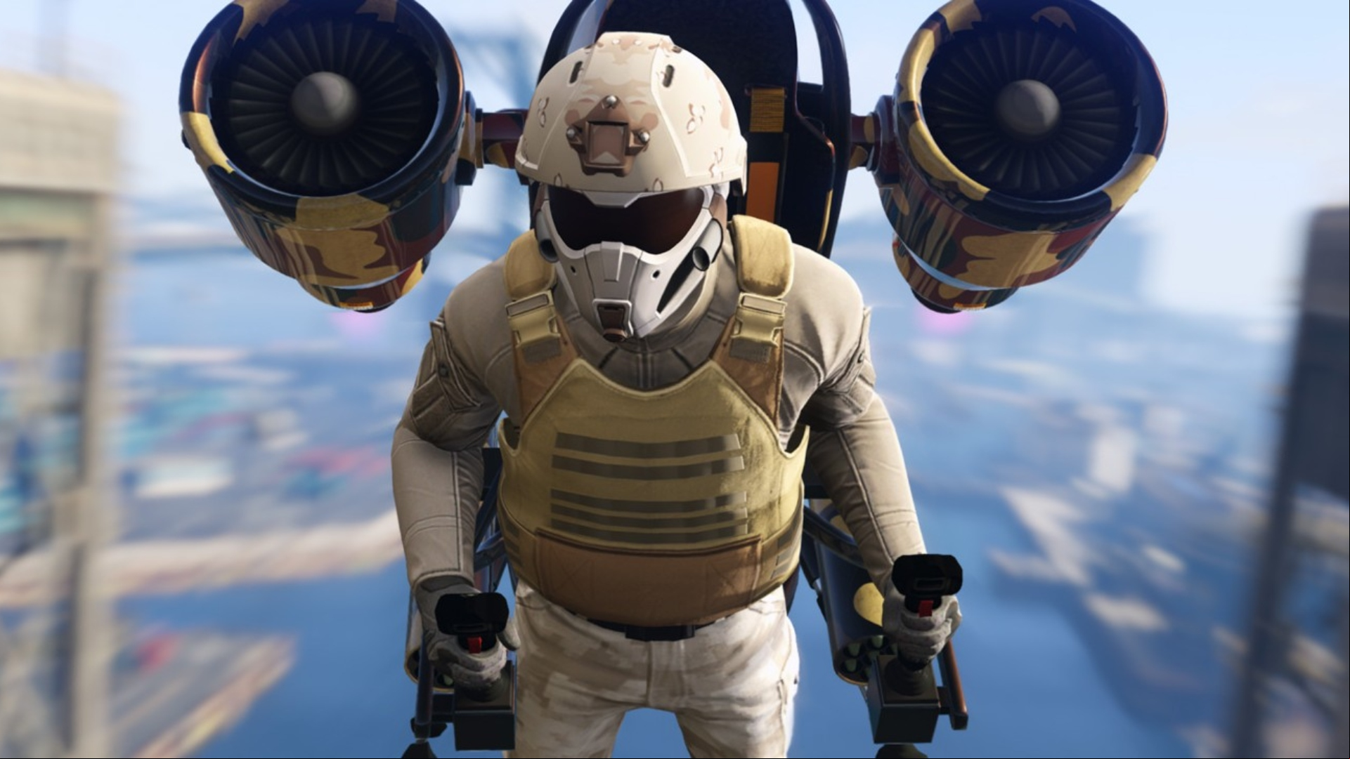 GTA 6 trailer: A man with a jetpack in Rockstar sandbox game Grand Theft Auto 5