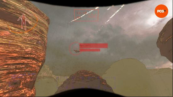 Lethal Company manticoils in the wild, flying overhead as the VIP employee looks on.