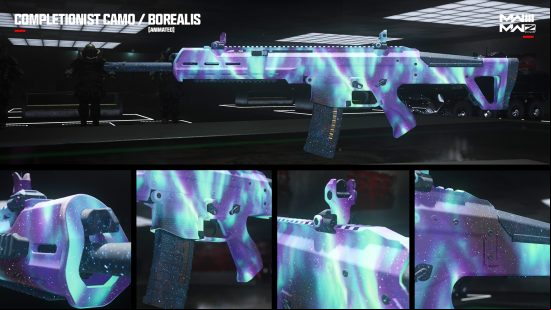 Five different views of the MWZ Borealis camo in MW3.