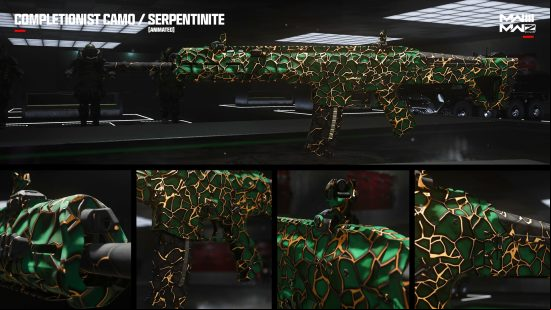 Five different views of the MWZ Serpentinite camo in MW3.