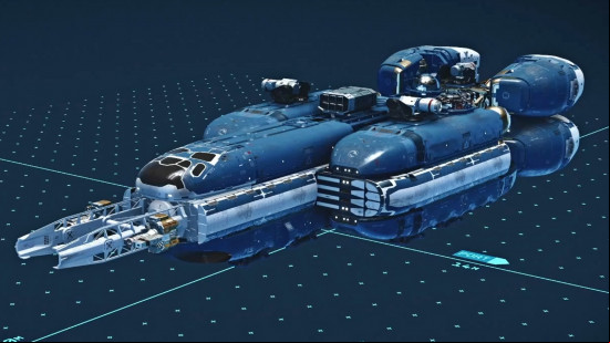 The Narwhal, one of the best Starfield ships, as it appears in the ship builder.