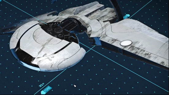 The Starborn Guardian, one of the best Starfield ships, as it appears in the ship builder.
