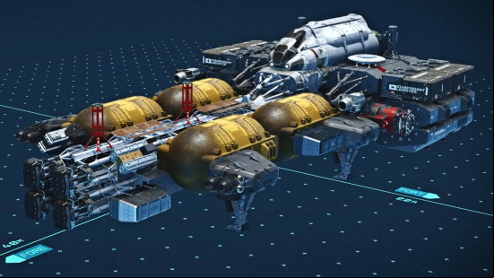 The Stronghold, one of the best Starfield ships, as it appears in the ship builder.