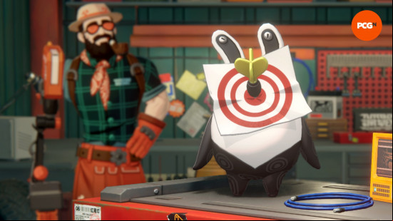 Boollseye, one of the ZZZ Bangboo, stands on the counter of the Remodeling shop.