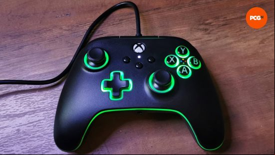 Photo of the PowerA Advantage wired controller with Lumectra.