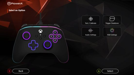 Screenshot of the PowerA Gamer HQ software.